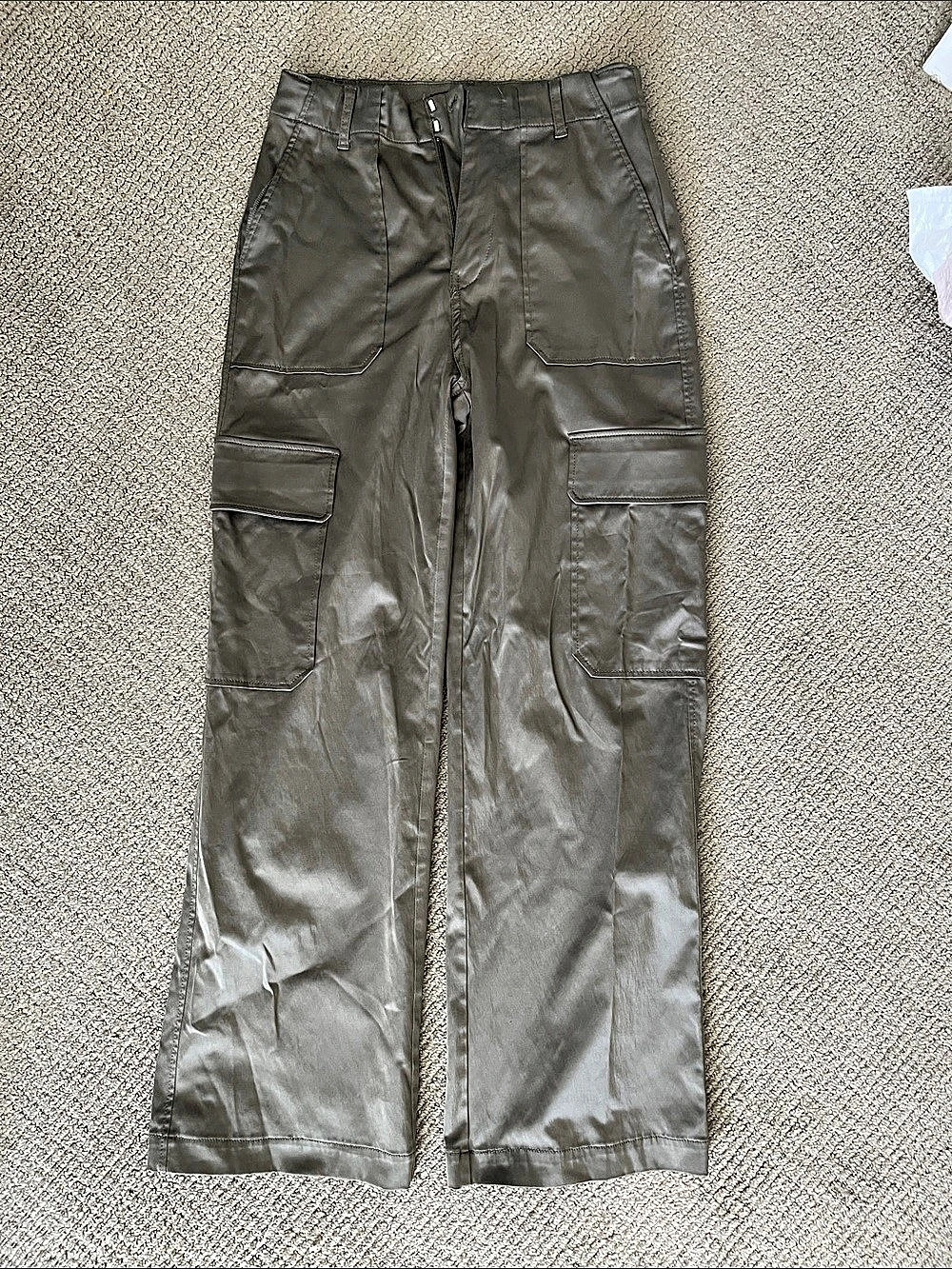 Zara Satin Cargo Pants Gray US 4